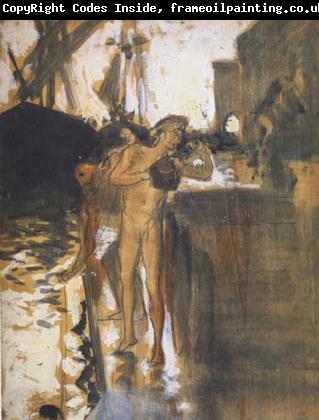 John Singer Sargent Two Nude Bathers Standing on a Wharf (mk18)